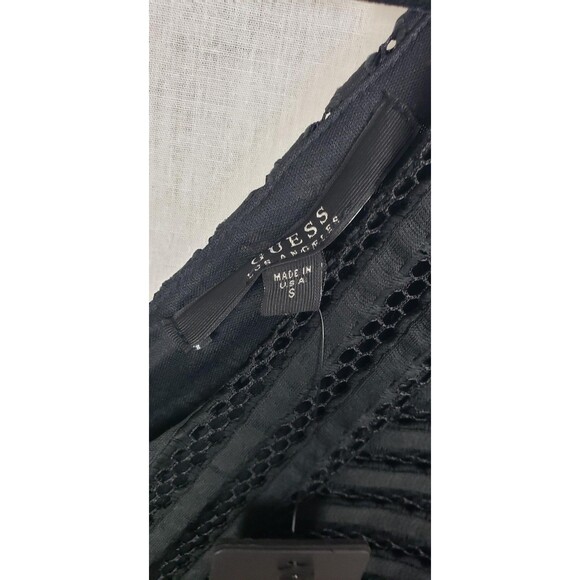 Guess Matilda Mesh Peplum Top Womens S Jet Black Gothic Witchcore Rocker USA New - Picture 3 of 8
